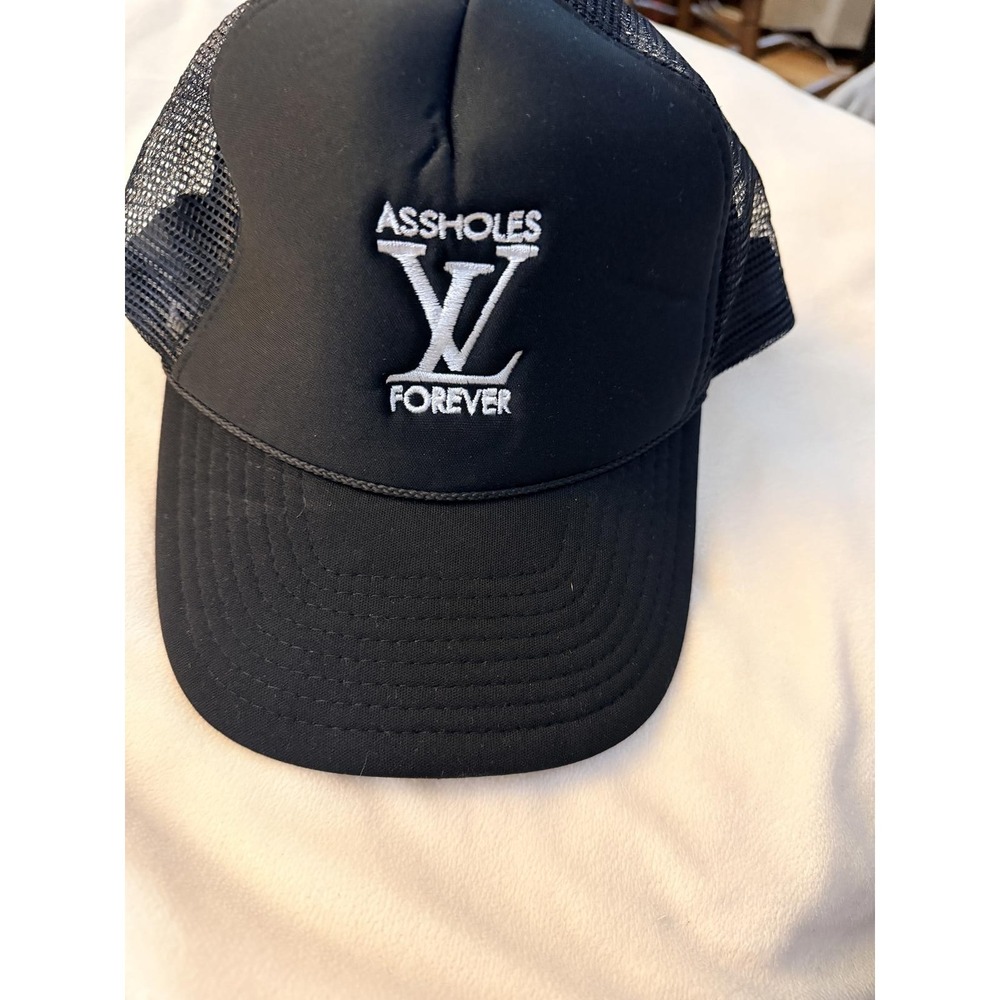Nissin Cap A$$holes Forever Parody Trucker Hat Black Snapback Mesh Cap
